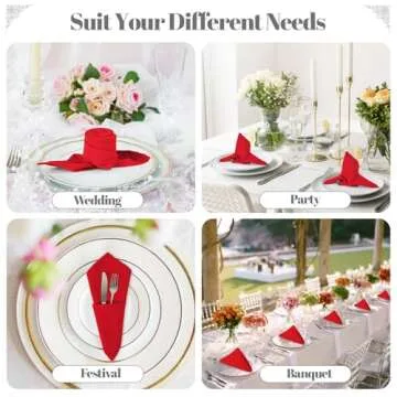PLOYMONO Red Heavy Duty Cloth Napkins - 17 x 17 Inch Solid Washable Polyester Dinner Napkins - Set of 8 Napkins with Hemmed Edges - Great for Weddings, Parties, Banquets Dinner & More