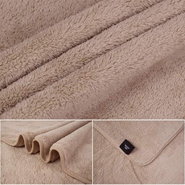 JML Luxury Hotel & SPA Bath Towels (2 Pack, 30"x60") - 350GSM High Density Fleece Towel Sets - Super Soft and Absorbent, Lint Free, Fade Resistant Oversized Bath Towel, Coral Fleece Camel