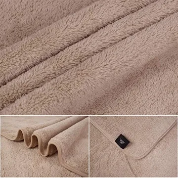 JML Luxury Hotel & SPA Bath Towels (2 Pack, 30"x60") - 350GSM High Density Fleece Towel Sets - Super Soft and Absorbent, Lint Free, Fade Resistant Oversized Bath Towel, Coral Fleece Camel