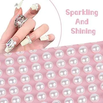 2744 Pcs Hair Pearls Stick On, Self Adhesive Pearl Stickers, Pearl Stickers for Crafts, Stick On Pearls, Hair Face Gems, Face Pearls, Beige Pearl Stickers for Makeup Nail DIY Crafts,Assorted Size