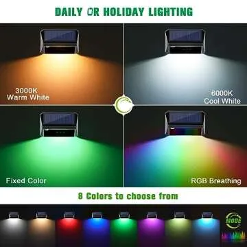 JOFIOS Solar Fence Lights, 8Modes Warm White, Cool White and RGB, Solar Deck Lights Outdoor Waterproof Fence Lights Solar Power, Solar Deck Lights Perfect for Patio, Yard, Wall, Fence, Step. (12pack)