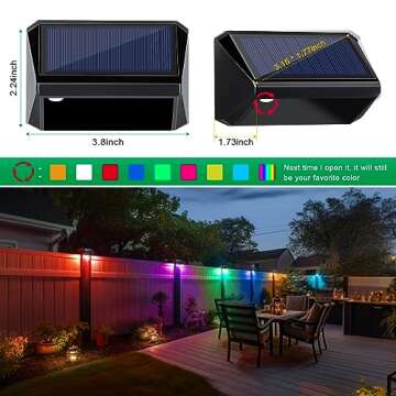 JOFIOS Solar Fence Lights, 8Modes Warm White, Cool White and RGB, Solar Deck Lights Outdoor Waterproof Fence Lights Solar Power, Solar Deck Lights Perfect for Patio, Yard, Wall, Fence, Step. (12pack)