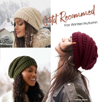 FURTALK Satin Lined Winter Beanie Hat for Women
