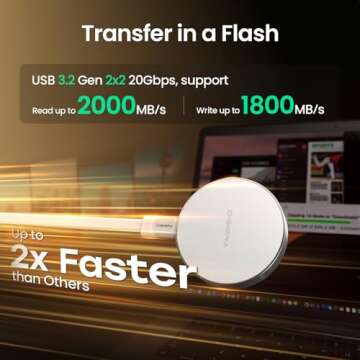 DIGIERA 1TB Magnetic Portable SSD, External SSD with Type-C USB 3.2 Gen 2x2, Speeds Up to 2000MB/s, ...