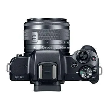 Canon EOS M50 15-45mm Mirrorless Digital Camera (Black) with Canon EOS Camera Gadget Bag, 64GB SD Card, Flexible 12" Spider Tripod, and Battery & Charger Pack Bundle (5 Items)