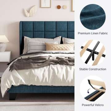 Allewie Queen Size Wingback Bed Frame with Easy Assembly