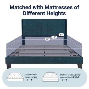 Allewie Queen Size Wingback Bed Frame with Easy Assembly