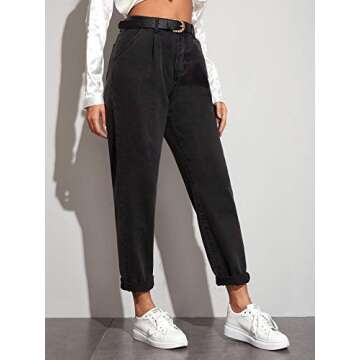 Floerns Women's High Waisted Mom Jeans - Classic Black Stylish Comfort