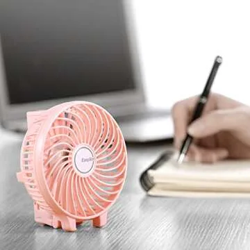 EasyAcc Mini Handheld Fan, USB Desk Fan Small Personal Portable Stroller Table Fan with Rechargeable Battery Operated Cooling Folding Electric Fan 3-10H Working Hours for Travel Office Outdoor