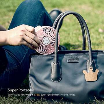 EasyAcc Mini Handheld Fan, USB Desk Fan Small Personal Portable Stroller Table Fan with Rechargeable Battery Operated Cooling Folding Electric Fan 3-10H Working Hours for Travel Office Outdoor