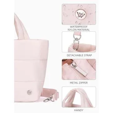 WESTBRONCO Small Puffer Crossbody Bags for Women, Puffy Quilted Purse Nylon Shoulder Handbag with Adjustable Strap