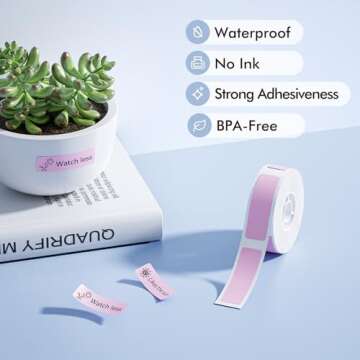 NIIMBOT Label Maker Tape for D11/D110/D101 - 160 Pink Labels for Stylish Organizing