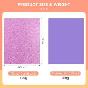 HTVRONT Colored Cardstock Paper Bundle, 60 Sheets 20 Colors, Glitter Cardstock and Colored Card Stock 8.5 x 11in, Thick Glitter Cardstock for Cricut Machine, Christmas Birthday Wedding Party Decor