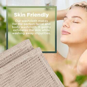 Bean Products Hemp Washcloth - Loose Weave Design for Effective Cleaning - Open Knit Exfoliating Wash Cloth - Fast Drying, Hemp & Organic Cotton - 10” x 12”, 2 Pack