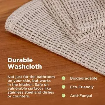 Bean Products Hemp Washcloth - Loose Weave Design for Effective Cleaning - Open Knit Exfoliating Wash Cloth - Fast Drying, Hemp & Organic Cotton - 10” x 12”, 2 Pack