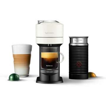 Nespresso Vertuo Next Coffee & Espresso Machine by De'Longhi - White with Milk Frother