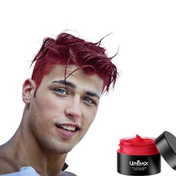 UrbanX Washable Hair Coloring Wax Material Unisex Color Dye Styling Cream Natural Hairstyle Pomade Temporary Party Cosplay Natural Ingredients (Red)