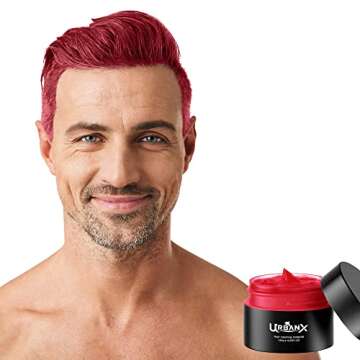 UrbanX Washable Hair Coloring Wax Material Unisex Color Dye Styling Cream Natural Hairstyle Pomade Temporary Party Cosplay Natural Ingredients (Red)