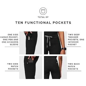 FIGS YOLA High Waisted Scrub Pants - Black Women's Comfort Wear