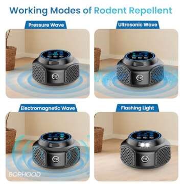 BORHOOD Mouse Repellent Ultrasonic Plug in, Mice Repellent Indoor with 4 Working Modes, Rodent Squir...