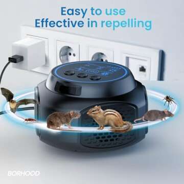 BORHOOD Mouse Repellent Ultrasonic Plug in, Mice Repellent Indoor with 4 Working Modes, Rodent Squirrel Rat Spider Repellent for House Attic Garage Warehouse Basement Office