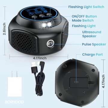 BORHOOD Mouse Repellent Ultrasonic Plug in, Mice Repellent Indoor with 4 Working Modes, Rodent Squirrel Rat Spider Repellent for House Attic Garage Warehouse Basement Office