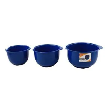 GLAD Mixing Bowls with Pour Spout, Set of 3 Nesting Design Saves Space Non-Slip, BPA Free, Dishwasher Safe Plastic Kitchen Cooking and Baking Supplies, Blue
