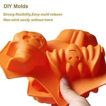 Halloween Silicone Baking Molds Nonstick Cake Pan with Pumpkin Chocolate Cupcakes Bat Skull Ghost Shape for Kitchen DIY Baking Tools