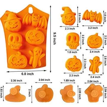 Halloween Silicone Baking Molds Nonstick Cake Pan with Pumpkin Chocolate Cupcakes Bat Skull Ghost Shape for Kitchen DIY Baking Tools