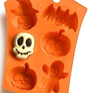 Halloween Silicone Baking Molds Nonstick Cake Pan with Pumpkin Chocolate Cupcakes Bat Skull Ghost Shape for Kitchen DIY Baking Tools