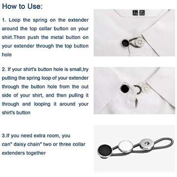 12pcs, Collar Extenders, Comfy & Premium Invisible Neck Extender, Adds 1 in Instantly, Button Extend...