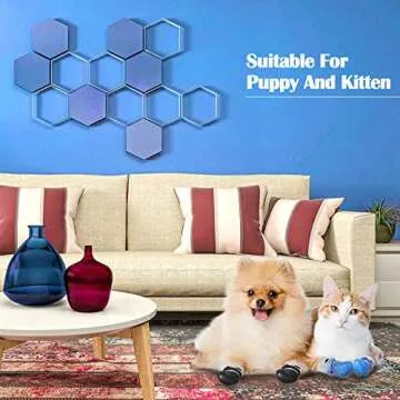 Weewooday 2 Sets Dog Boots Shoes Socks Waterproof Cat Shoes Rain Snow Dog Booties Anti-Slip Cat Sock Booties with Adjustable Drawstring for Small Puppy(Large)