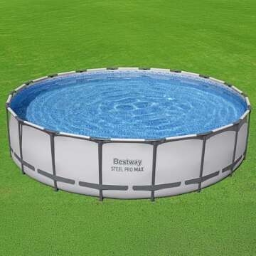 Bestway Steel Pro MAX 18 Foot x 48 Inch Round Metal Frame Above Ground Outdoor Swimming Pool Set with 1,000 Filter Pump, Ladder, and Cover