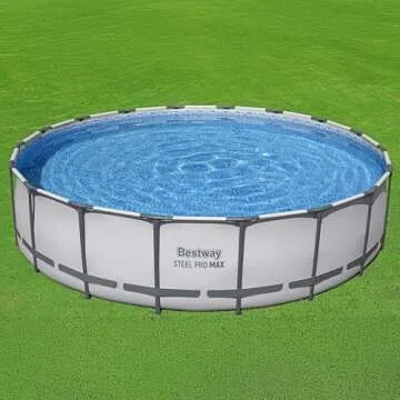 Bestway Steel Pro MAX 18 Foot x 48 Inch Round Metal Frame Above Ground Outdoor Swimming Pool Set with 1,000 Filter Pump, Ladder, and Cover