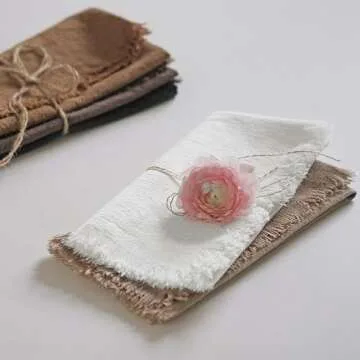 Ayuzawa Handmade Cloth Napkins 100% Cotton Napkins with Fringe，Delicate Handmade Cloth Napkins for Dinners, Parties, Weddings and More，18 x 18 Inch Set of 6 - White