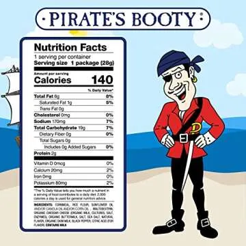 Pirate's Booty Aged White Cheddar Cheese Puffs, Gluten Free, Healthy Kids Snacks, 1oz Individual Size Snack Bags (12 Count)