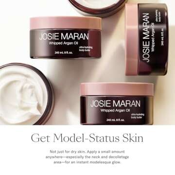 Josie Maran Whipped Argan Oil Body Butter - Skin Firming Cream with Whipped Shea Butter, Avocado Oil & Essential Fatty Acids - Cruelty-Free Skincare - Vanilla Pear (8oz)