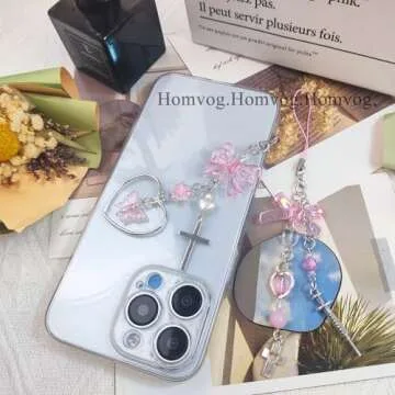 Homvog 1-4PCS Cute Phone Charms Aesthetic Y2K Cell Phone Charms Strap Pink Strawberry Butterfly Star Phone Charm Y2K Accessories for Phone Bag Keychain Airpods Camera Pendants Decor, metals