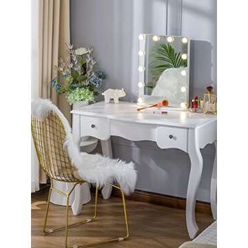 LUXFURNI Hollywood Makeup Mirror w/USB Power