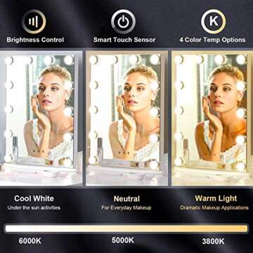 LUXFURNI Hollywood Makeup Mirror w/USB Power