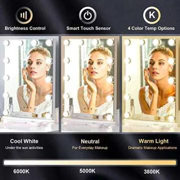 LUXFURNI Hollywood Makeup Mirror w/USB Power