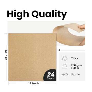 Gold Glitter Cardstock 12x12 Double-Sided 24 Sheets, Goefun Champagne Gold No-Shed Glitter Paper 280...