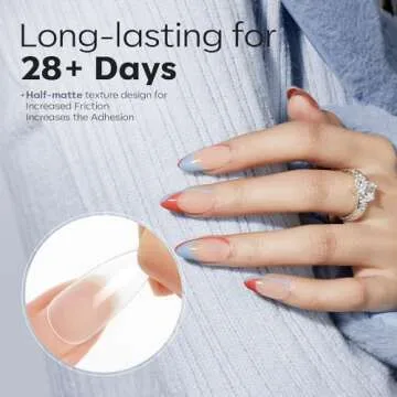 Modelones Almond Fake Nail Tips -500Pcs Medium Gel x Nail Tips Pre-shaped Half Matte Full Cover Clear Acrylic Nails Gel Kit False Nail Tip Press on Nails for Nail Extension DIY Salon