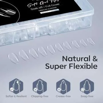 Modelones Almond Fake Nail Tips -500Pcs Medium Gel x Nail Tips Pre-shaped Half Matte Full Cover Clear Acrylic Nails Gel Kit False Nail Tip Press on Nails for Nail Extension DIY Salon