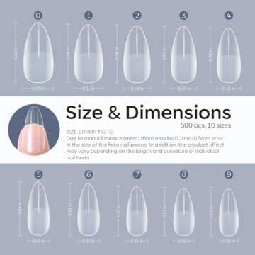 Modelones Almond Fake Nail Tips -500Pcs Medium Gel x Nail Tips Pre-shaped Half Matte Full Cover Clear Acrylic Nails Gel Kit False Nail Tip Press on Nails for Nail Extension DIY Salon