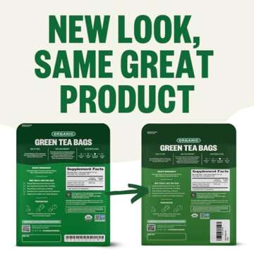 FGO Organic Green Tea, 100 Count Eco-Conscious Tea Bags, Caffeinated, Resealable Pouch, Packaging Ma...