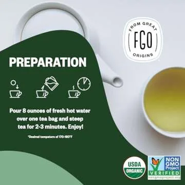FGO Organic Green Tea 100 Count Eco-Friendly Tea Bags