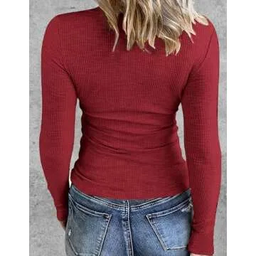 Stylish Zeagoo Women's Long Sleeve Ribbed Shirt