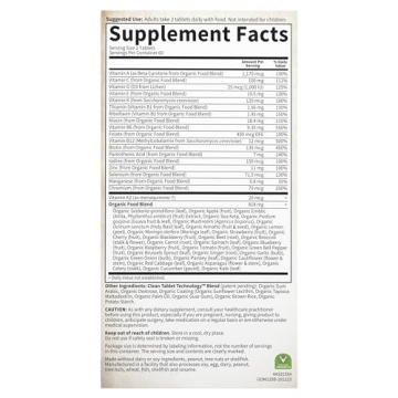 Vegan Multivitamin for Men - Organic & Non-GMO Formula