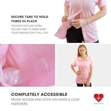 Comfortable Post Op Mastectomy Top with Pockets for Easy Access